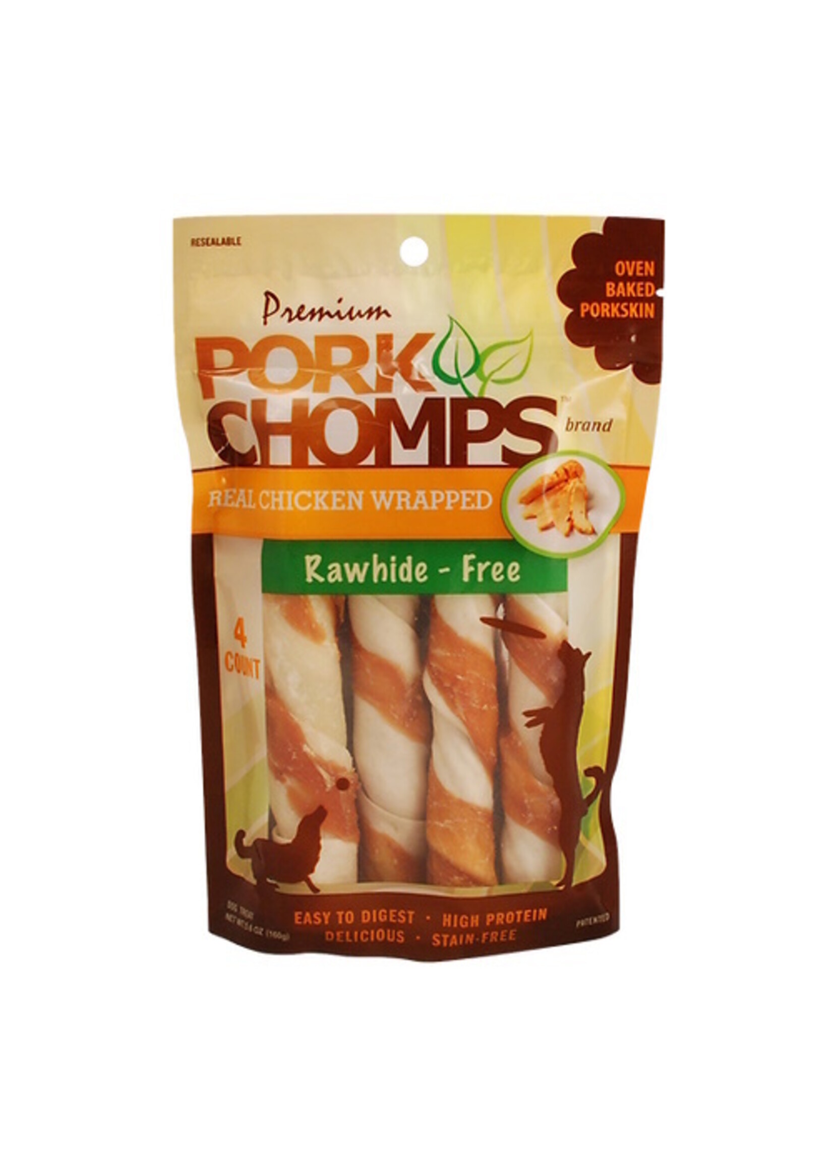 Pork Chomps Pork Chomps 4 Ct Real Chicken Wrapped Twists