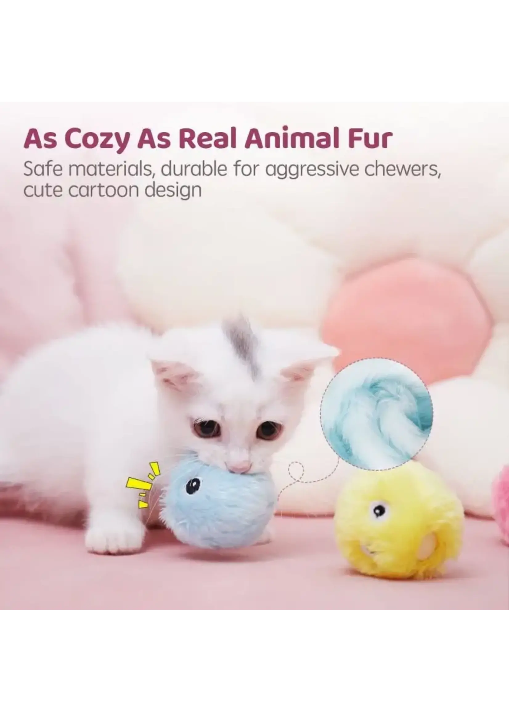 Fuzzy Chirping Cat Toy Ball