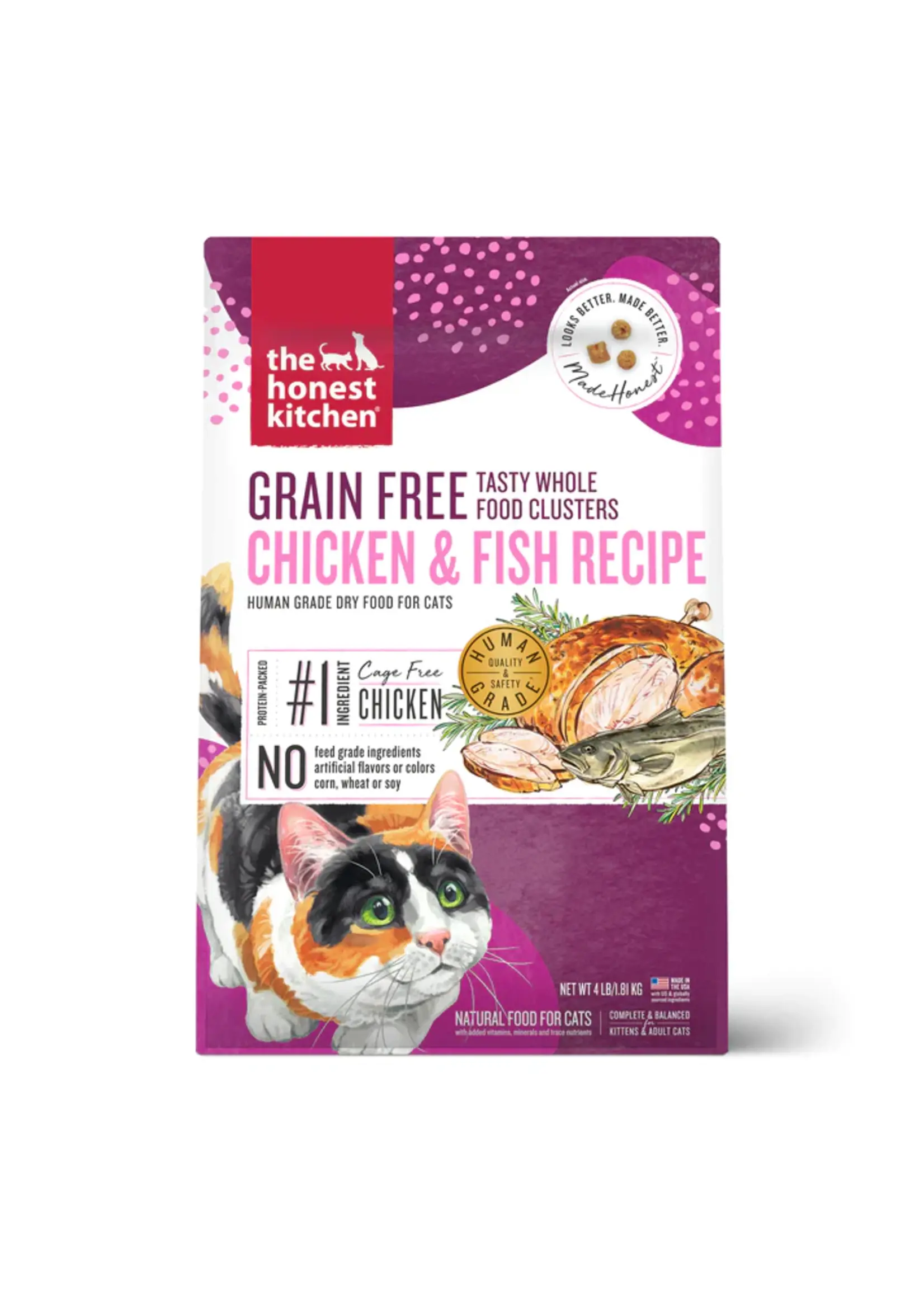 The Honest Kitchen Grain Free Whole Food Clusters Chicken & Fish Cat Food Recipe 4lb