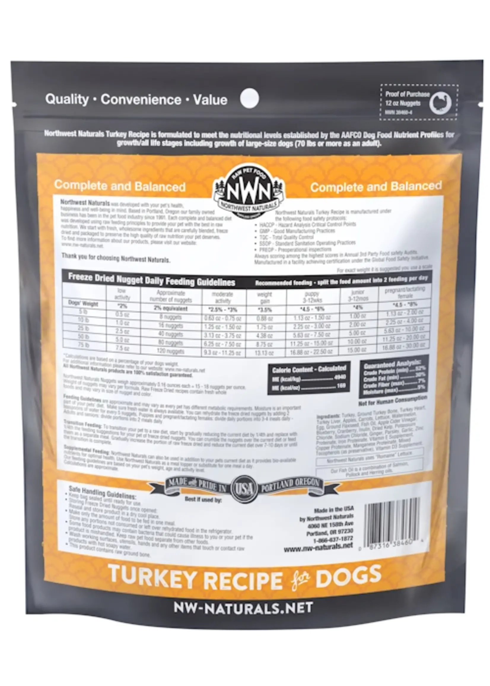 Northwest Naturals Raw Diet for Dogs Freeze Dried Turkey Nuggets 12 oz