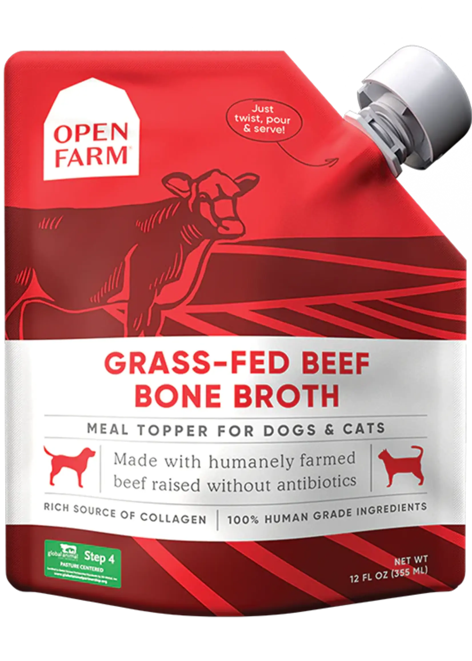 Open Farm Open Farm Grass-Fed Beef Bone Broth for Dogs & Cats 12oz