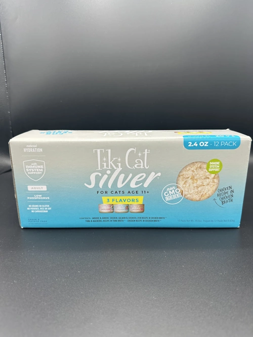 Tiki Cat 11+ Silver Variety Pack, 12 Count - Skilos, A Family Pet