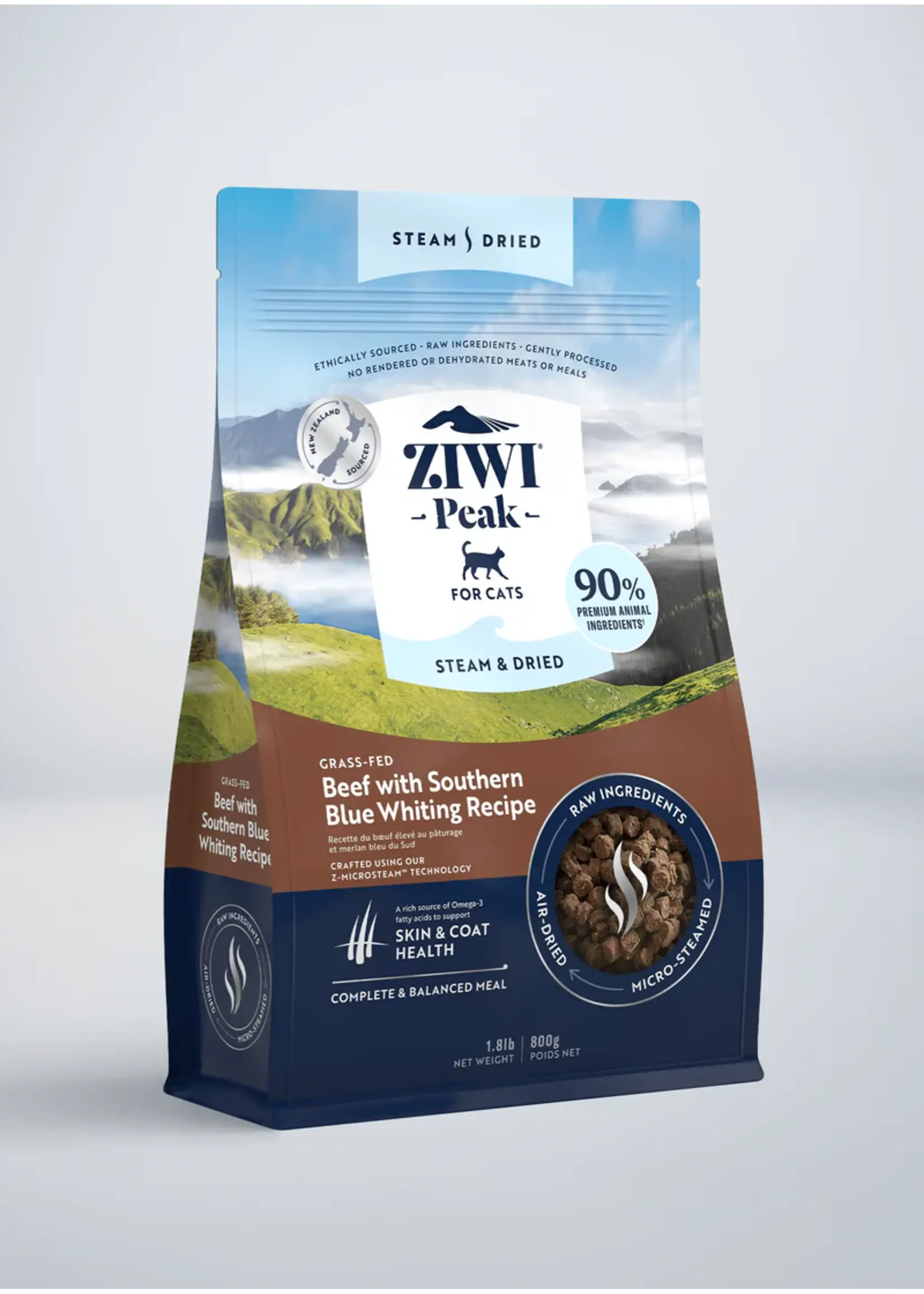 Ziwi Peak Ziwi Peak Steam-Dried Cat Food Beef with S Blue Whiting