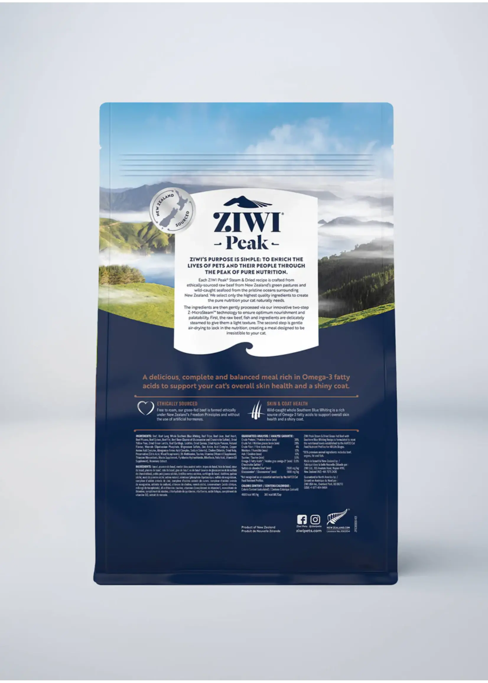 Ziwi Peak Ziwi Peak Steam-Dried Cat Food Beef with S Blue Whiting
