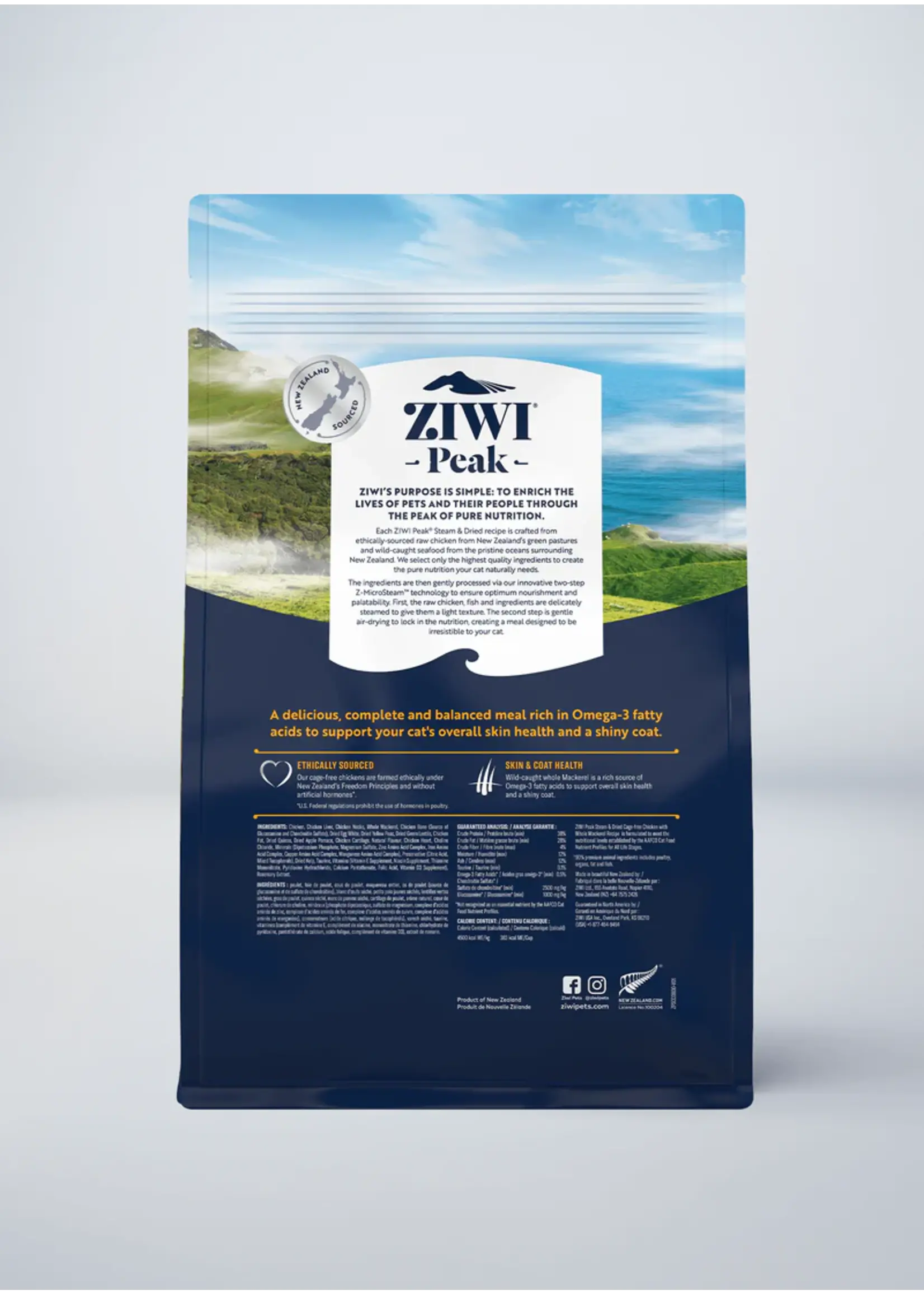 Ziwi Peak Ziwi Peak Steam-Dried Cat Food Chicken with Whole Mackerel