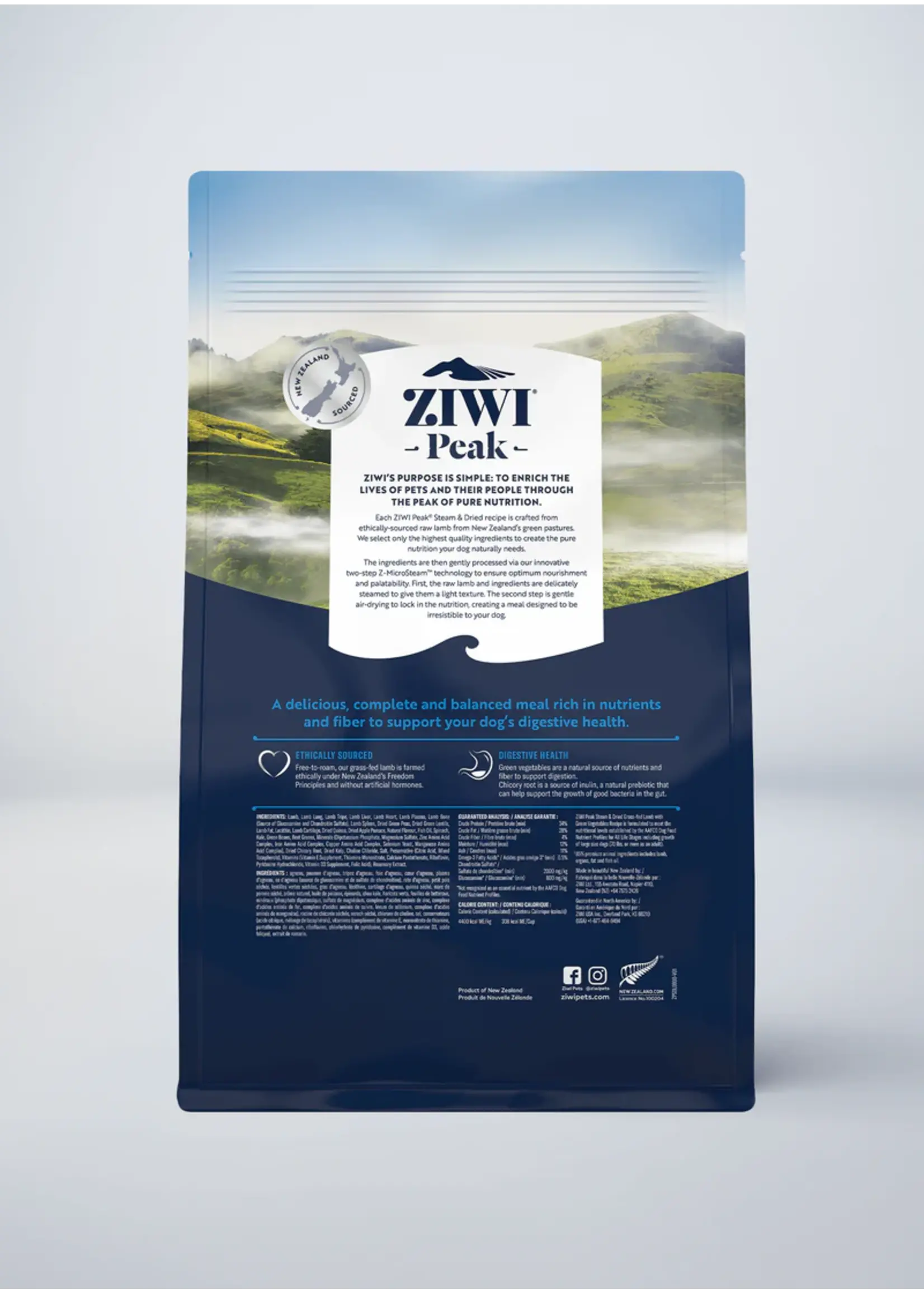Ziwi Peak Ziwi Peak Steam-Dried Dog Food Lamb with Green Vegetables