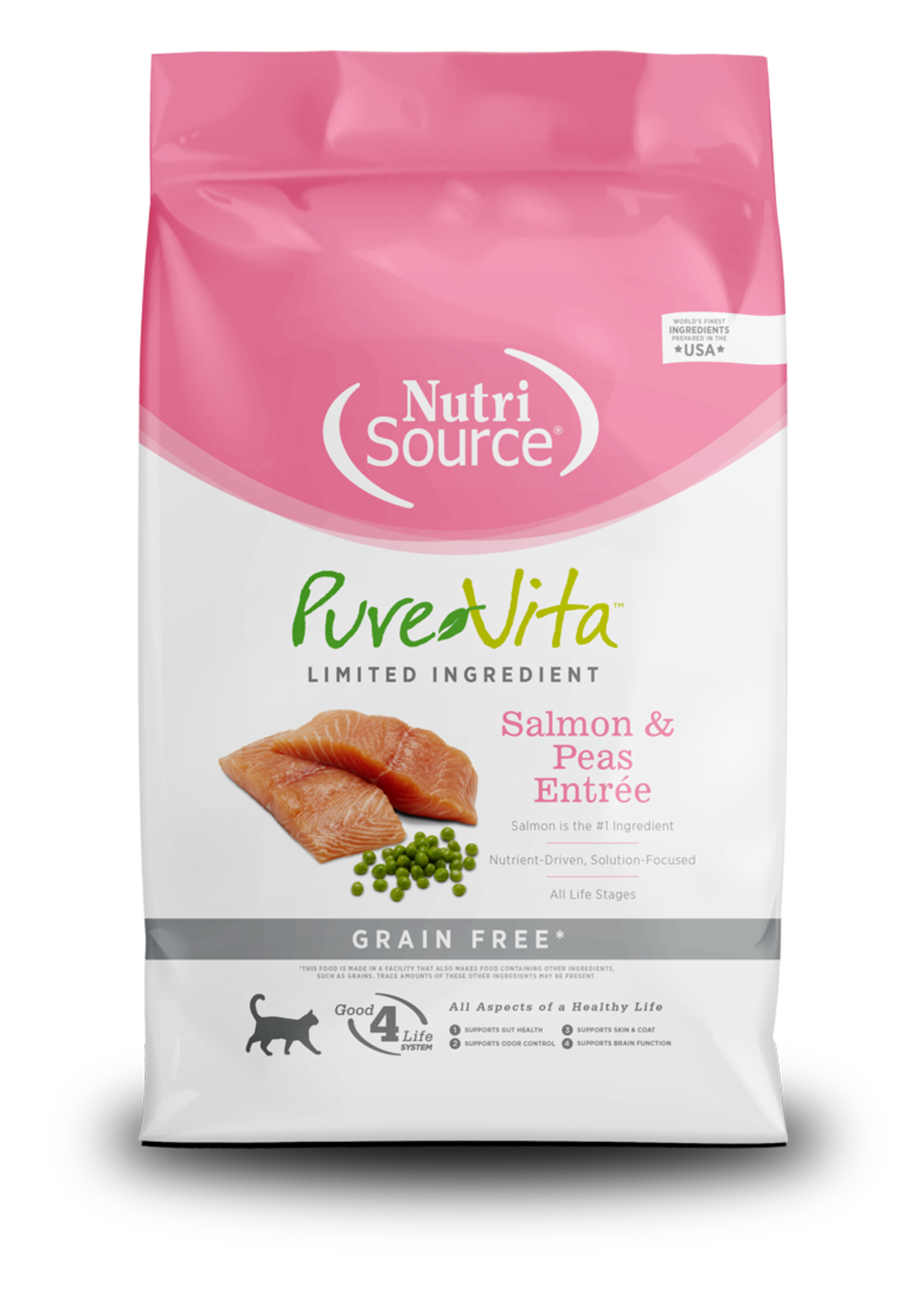 NutriSource NutriSource PureVita Grain Free Salmon & Peas Entree Cat Food, 4lb Bag