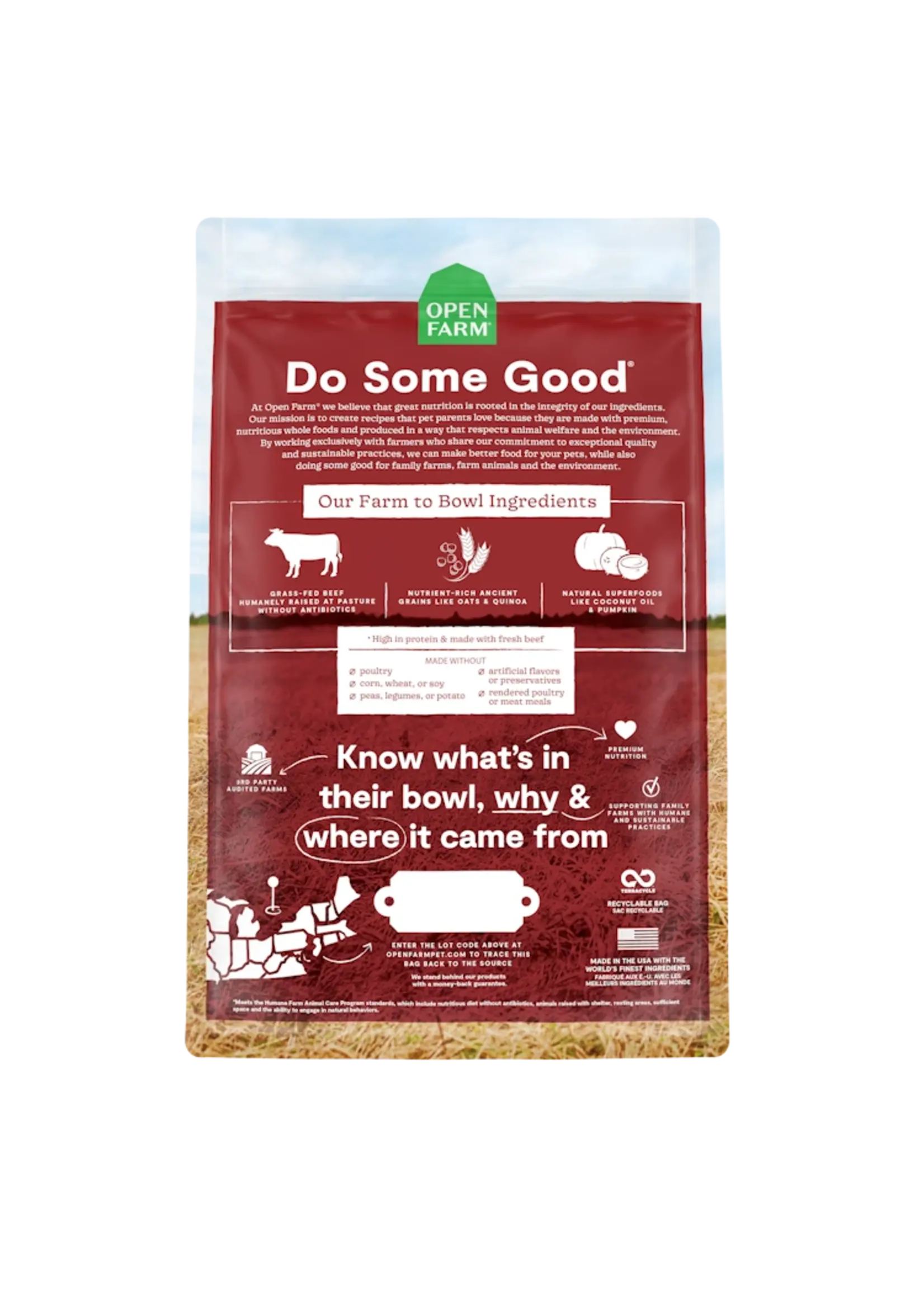 Open Farm Open Farm Ancient Grains  Grass Fed Beef Dry Dog Food 22lb