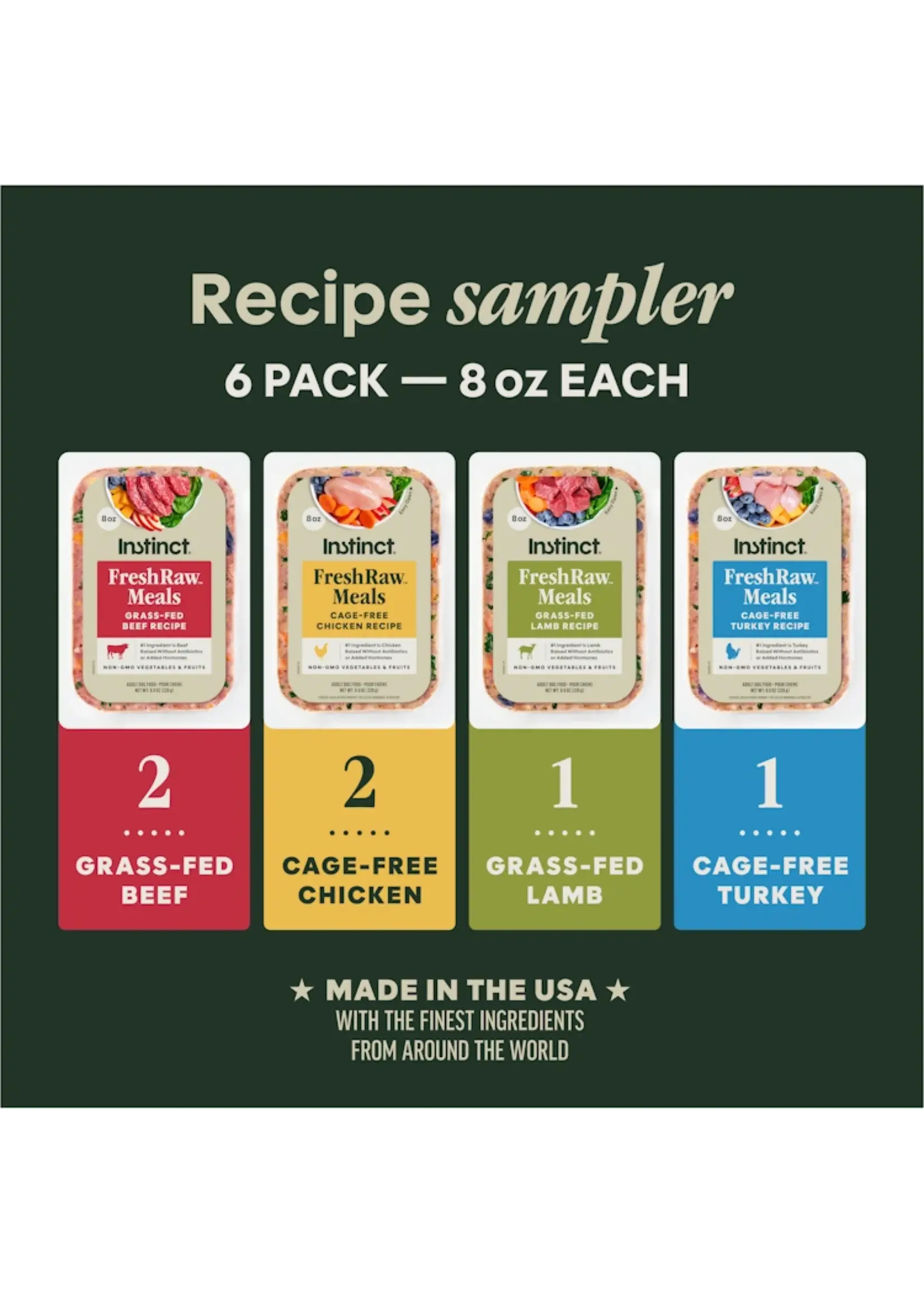 Instinct Instinct FreshRaw Meals Frozen Sampler Dog Food 6-8 oz Pack