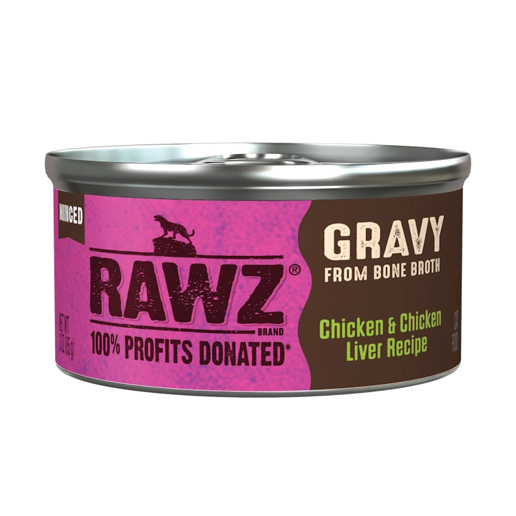Rawz Chicken & Liver Minced in Gravy Cat 3oz - Skilos, A Family