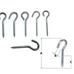 1/4'' X 3-1/2'' Open Screw Hook