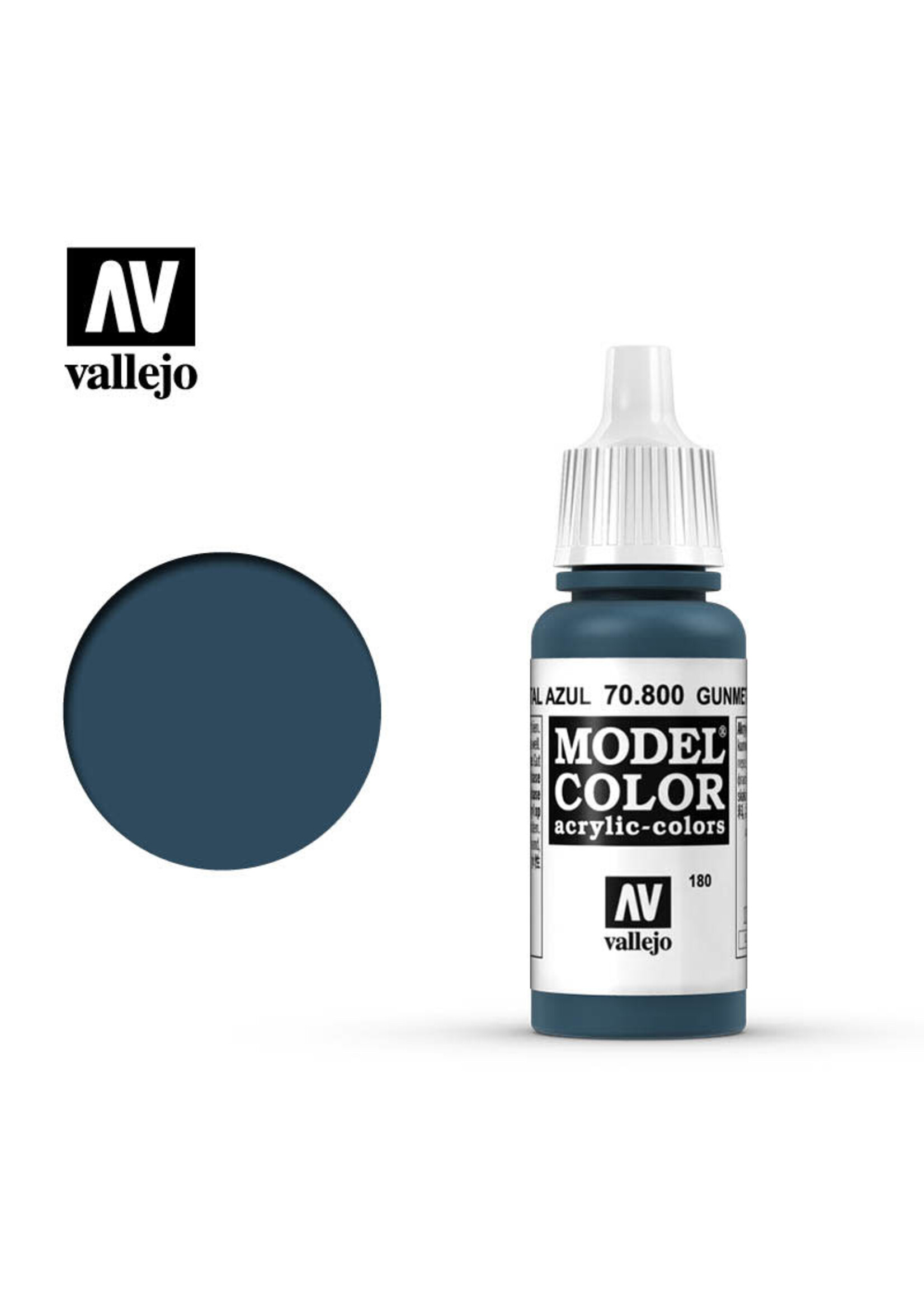 Vallejo 204VAL70800 Model Color Gunmetal Blue  or Iron Blue (17ml)