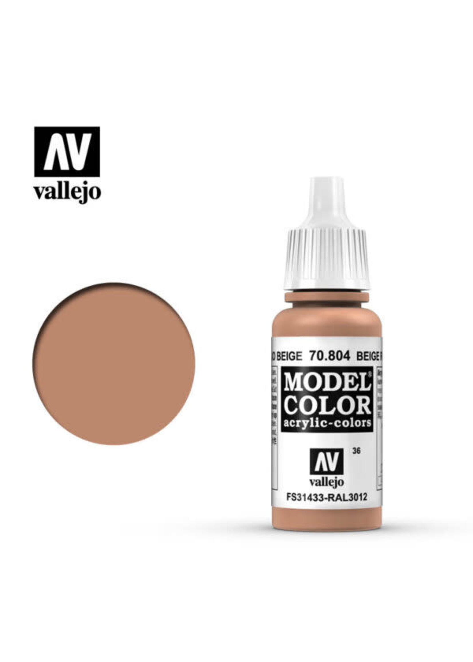 Vallejo VAL70804 Model Color 036 Red Beige (17ml)