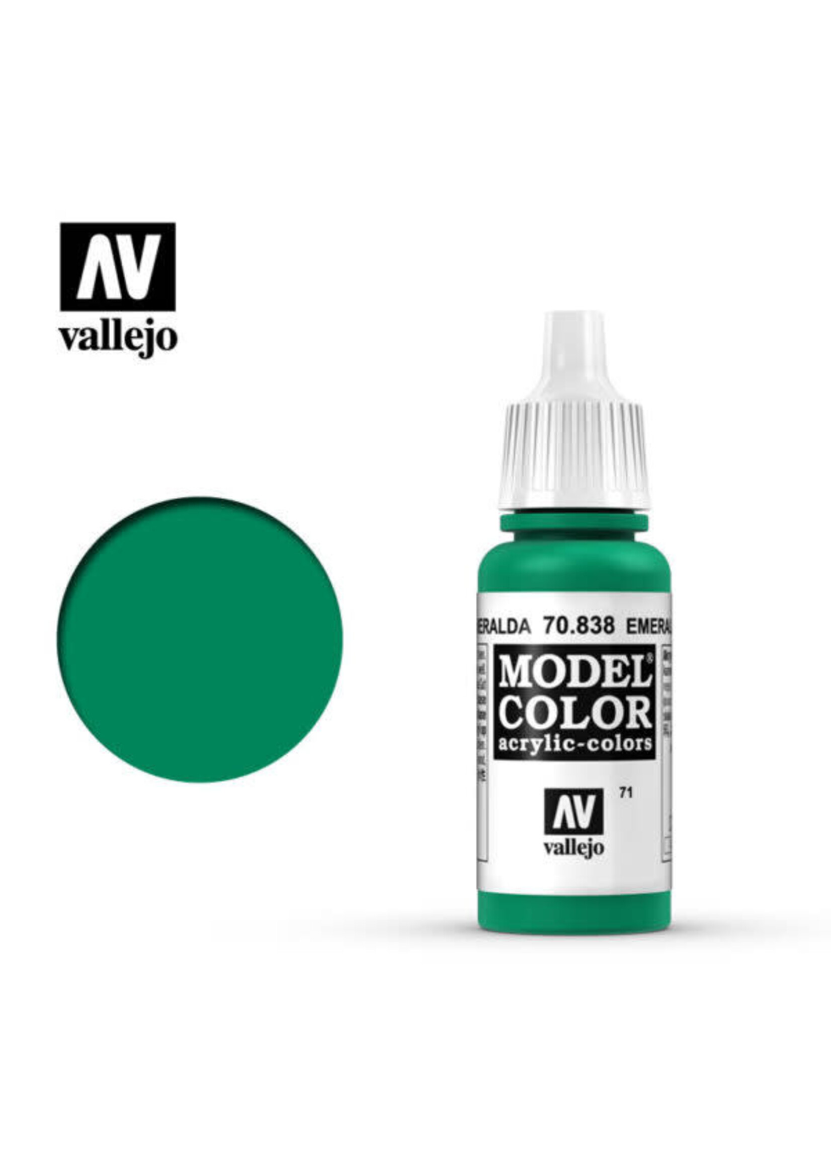 Vallejo 075VAL70838 Model Color Emerald (17ml)
