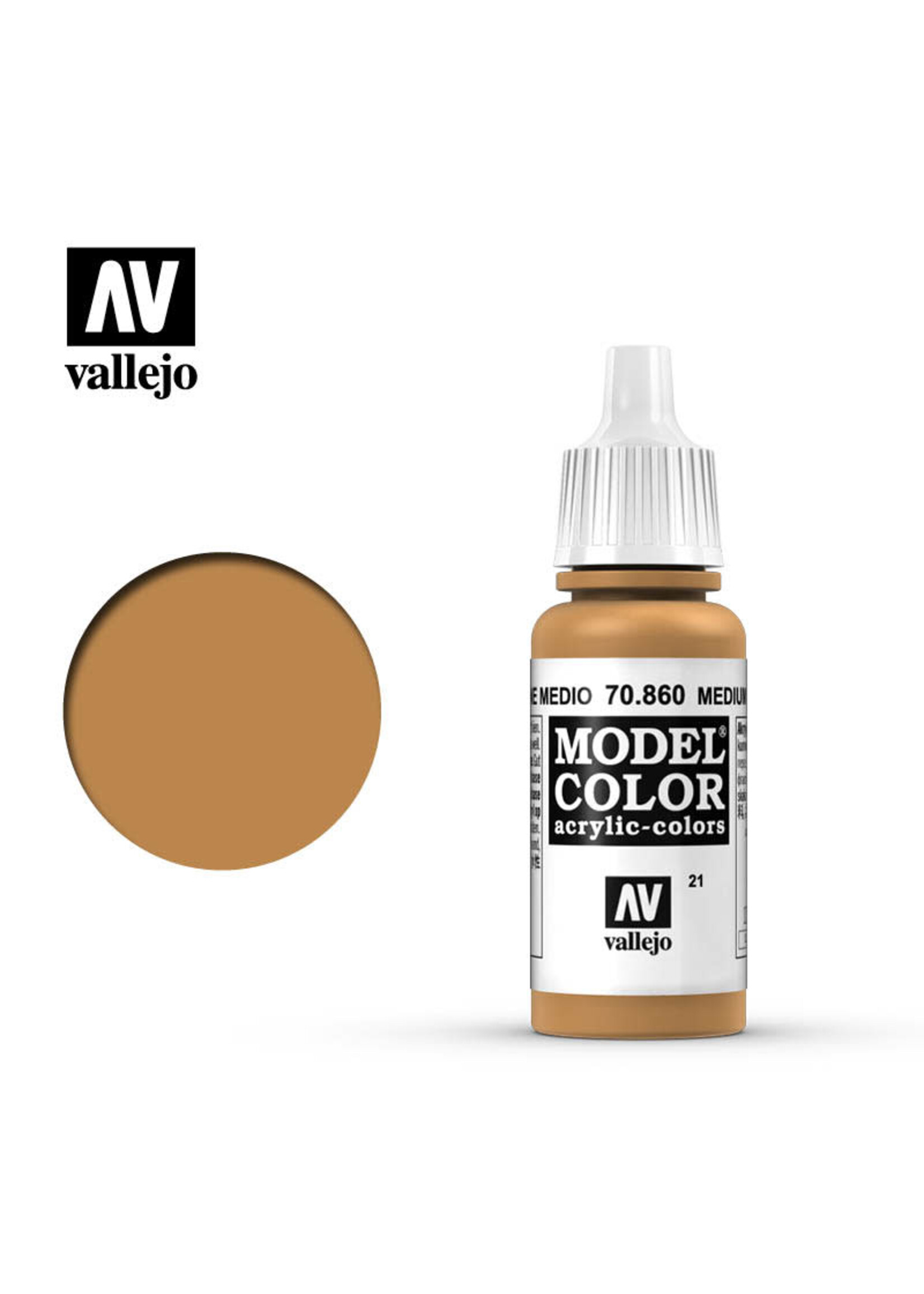 Vallejo 019VAL70860 Model Color Medium Flesh Tone (17ml)
