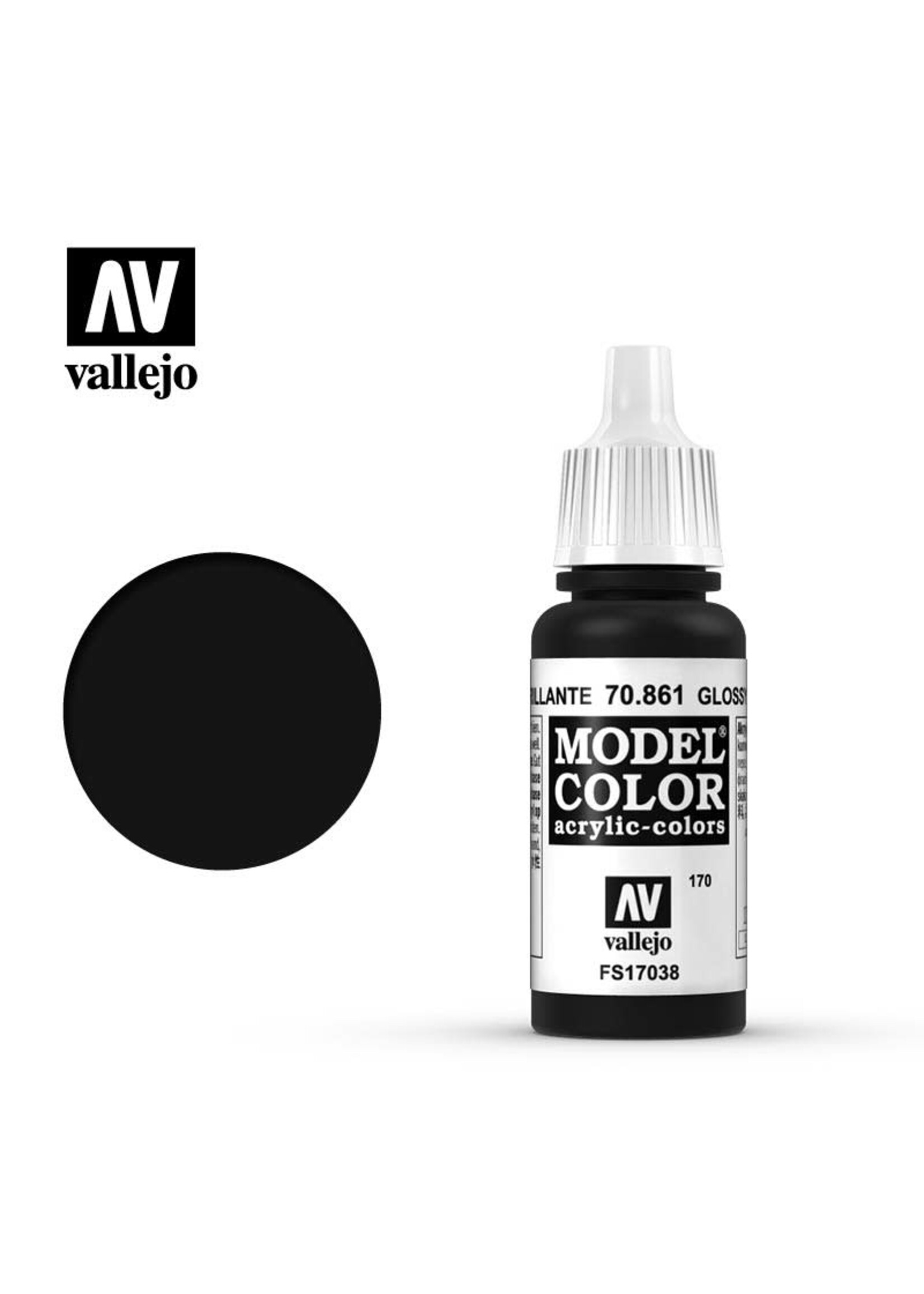 Vallejo VAL70861 Model Color 170 Gloss Black (17ml)