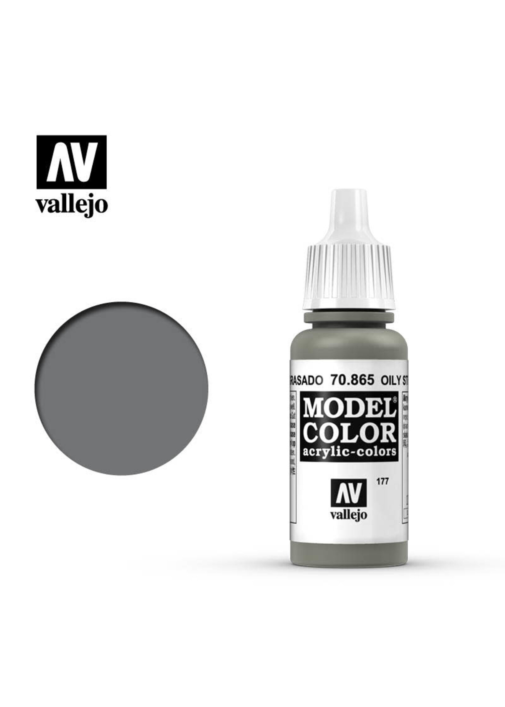 Vallejo VAL70865 Model Color 177 Oily Steel (17ml)