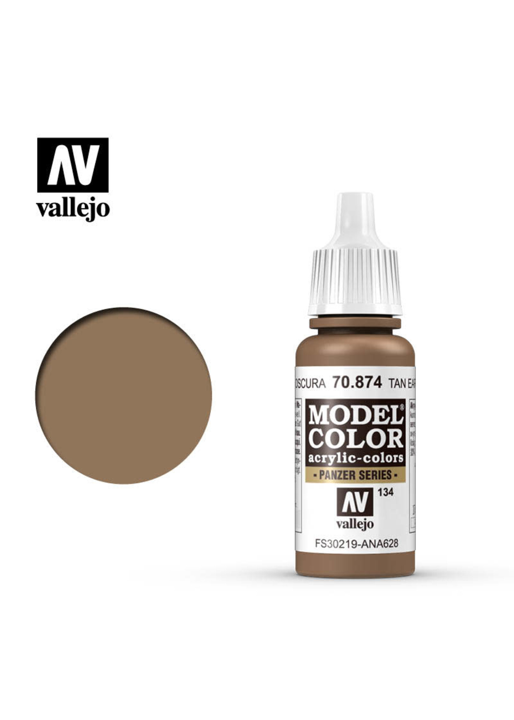 Vallejo 141VAL70874 Model Color US Tan Earth (17ml)