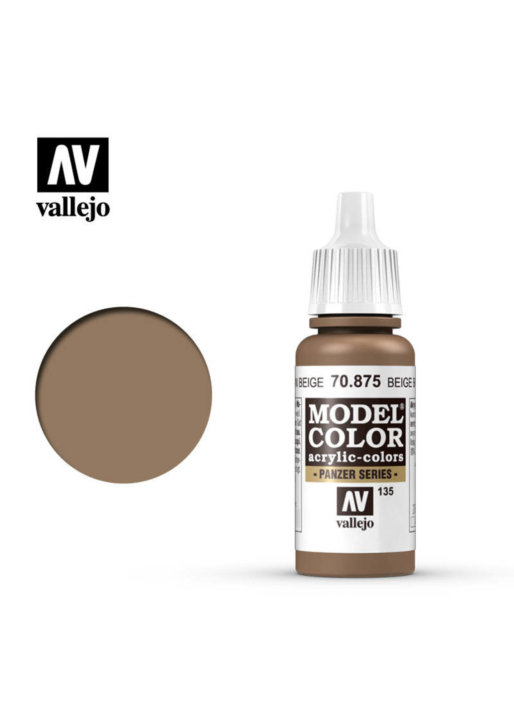 Vallejo 150VAL70875 Model Color Beige Brown (17ml)