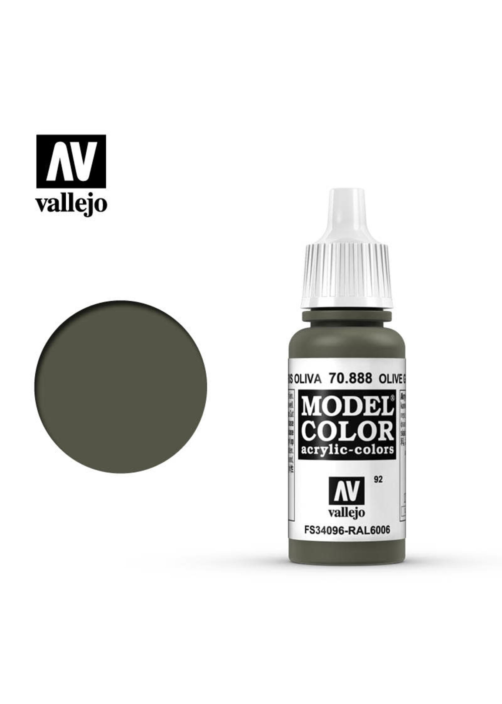 Vallejo 107VAL70888 Model Color Olive Grey (17ml)