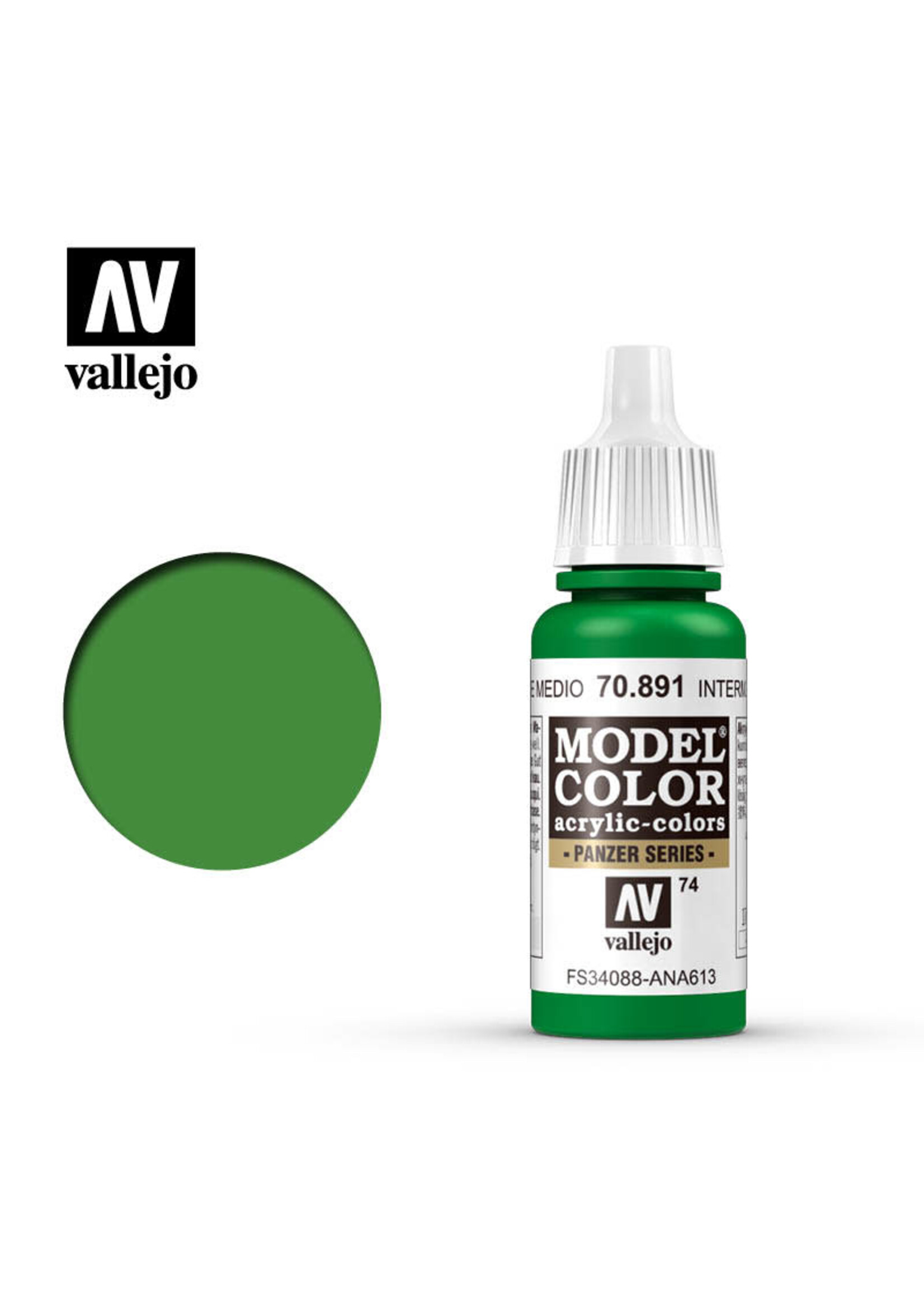 Vallejo VAL70891 Model Color 074 Intermediate Green (17ml)