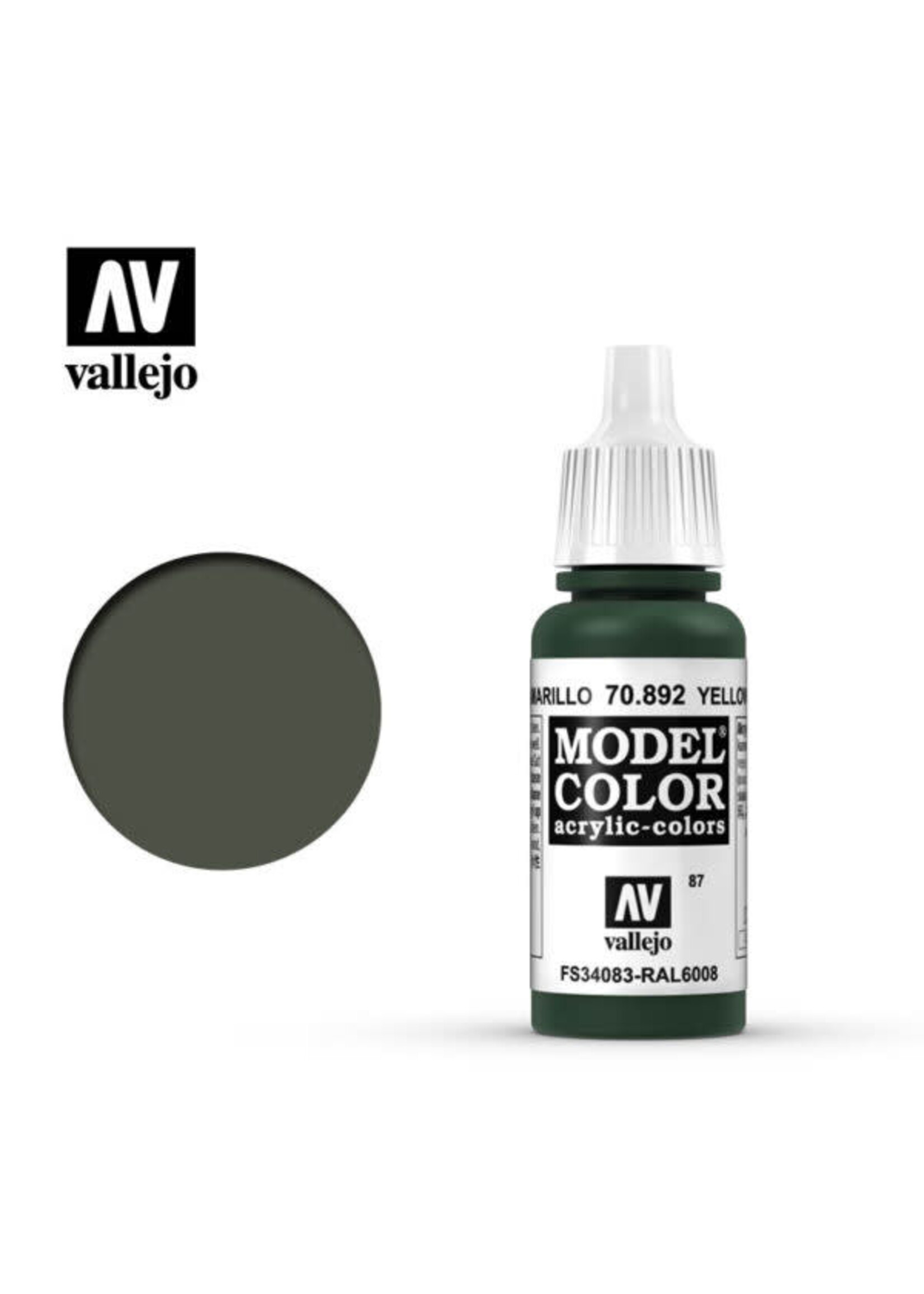 Vallejo 101VAL70892 Model Color Yellow Olive (17ml)