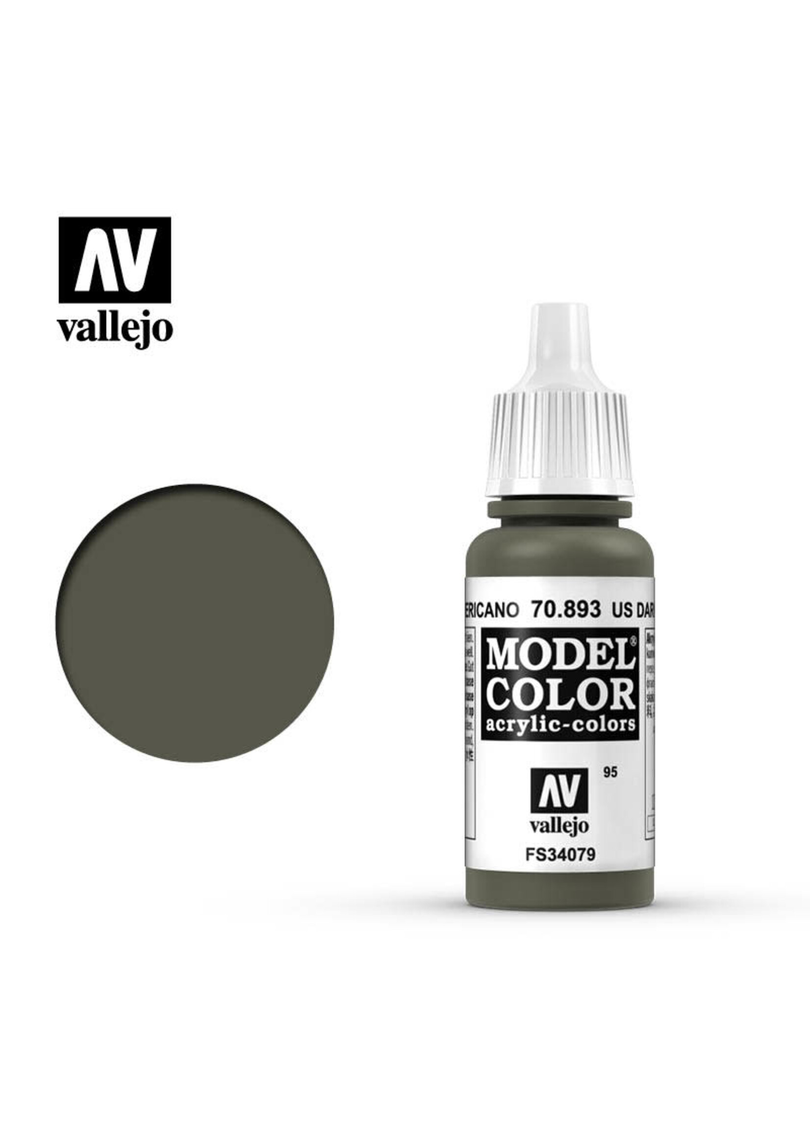 Vallejo 105VAL70893 Model Color US Dark Green (17ml)