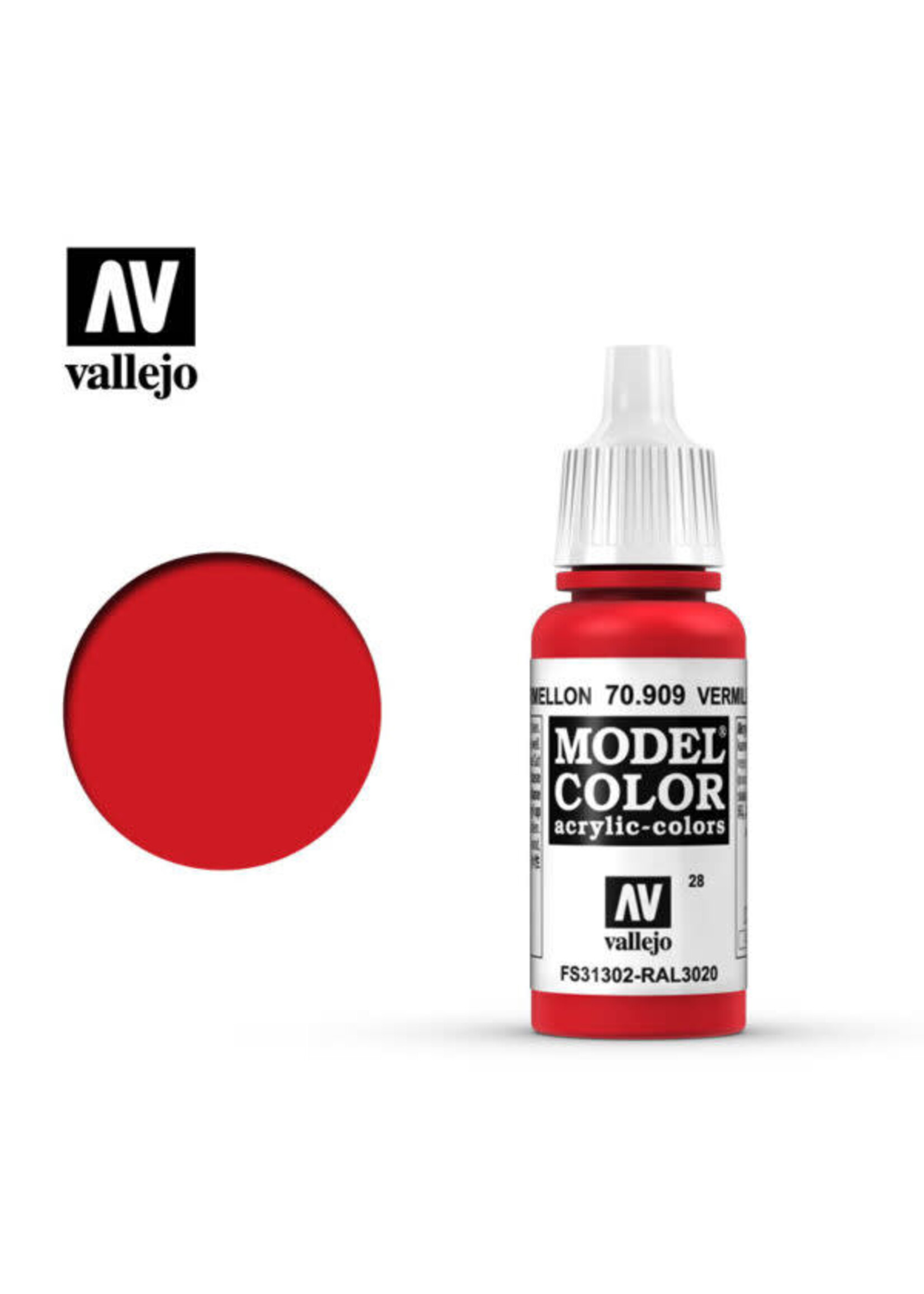 Vallejo 032VAL70909 Model Color Vermillion (17ml)