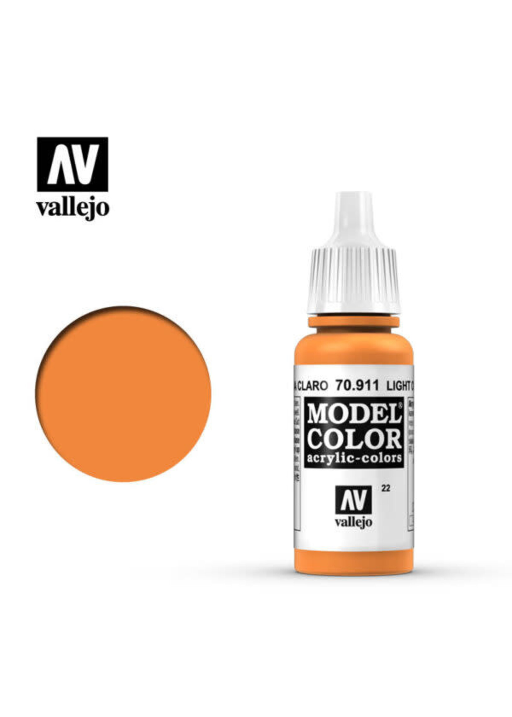 Vallejo 029VAL70911 Model Color Light Orange (17ml)