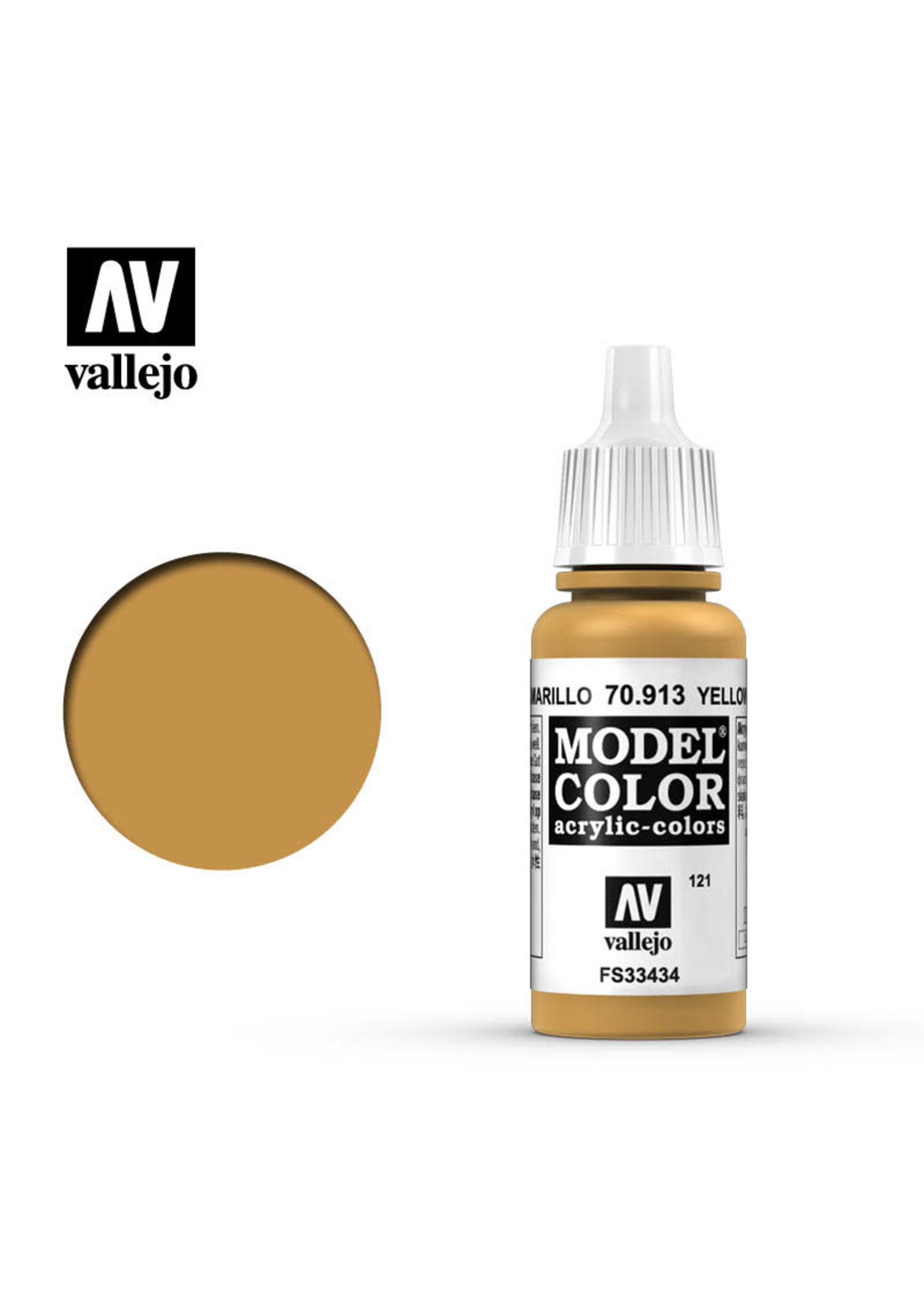 Vallejo 157VAL70913 Model Color Ochre Yellow (17ml)
