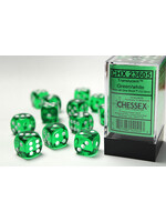 Chessex Dice 16mm 23605 12pc Translucent  Green/White