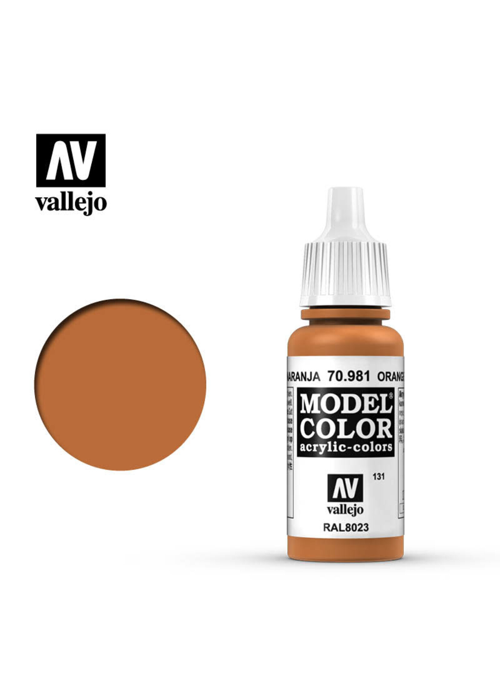 Vallejo 160VAL70981 Model Color Orange Brown (17ml)