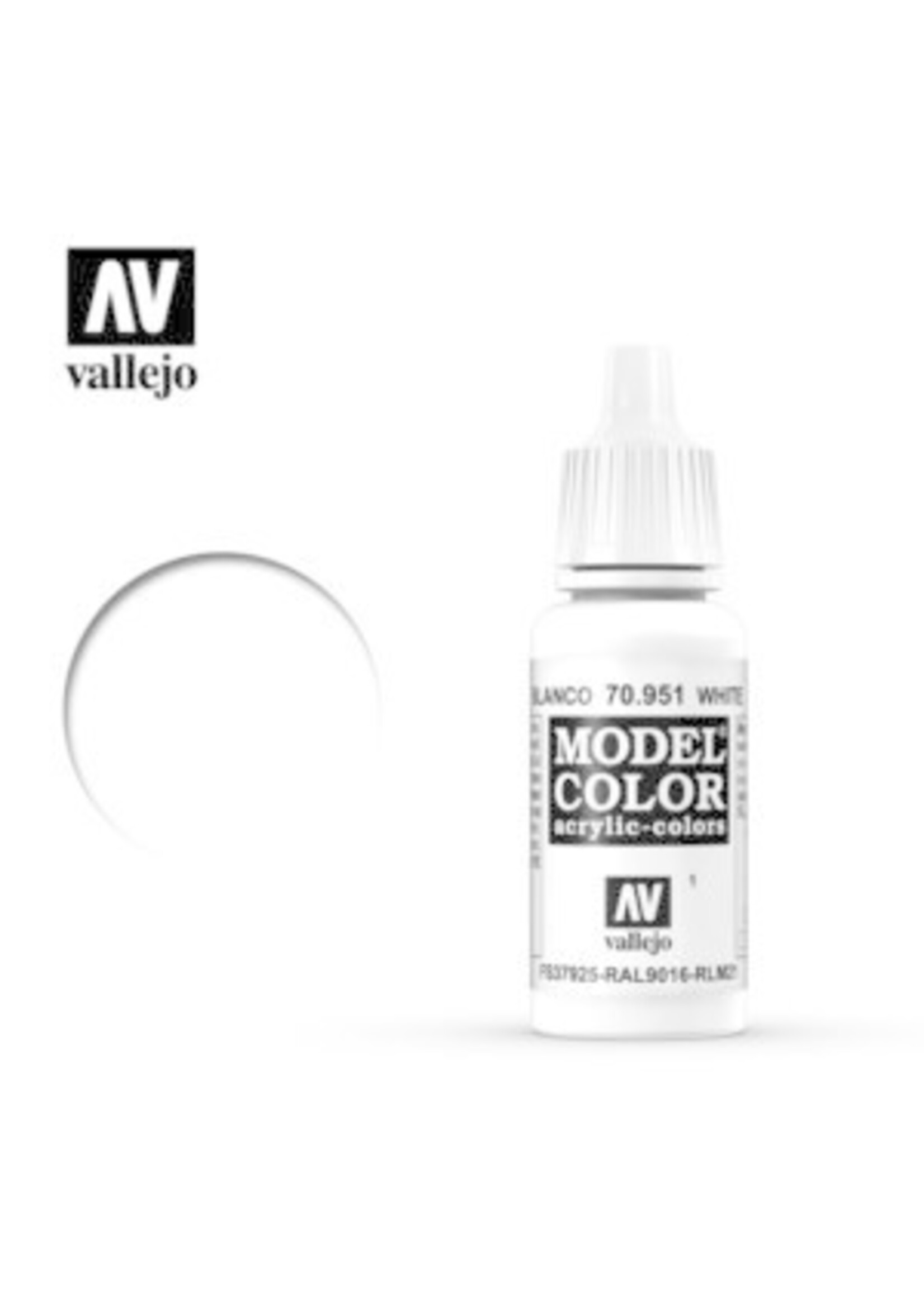 Vallejo VAL70951 #001 Model Color White (17ml)