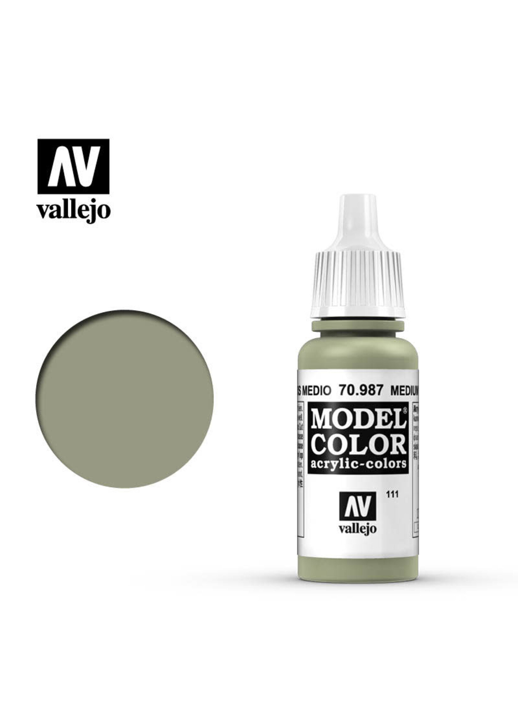 Vallejo 112VAL70987 Model Color Medium Grey (17ml)