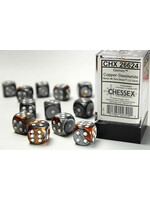 Chessex Dice 16mm 26624 12pc Gemini Copper-Steel/White