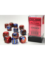Chessex ***Dice 16mm 26629 12pc Gemini  Blue-Red/Gold