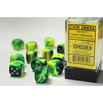 Chessex Dice 16mm 26654 12pc Gemini  Green-Yellow/Silver