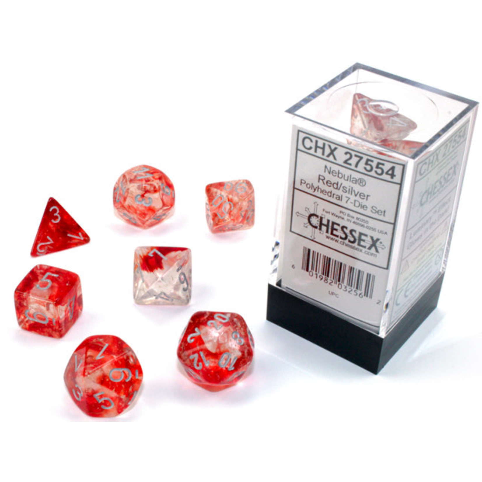 Chessex Dice RPG 27554 7pc Nebula Red/Silver Luminary