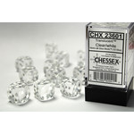 Chessex Dice 16mm 23601 12pc Translucent Clear/White