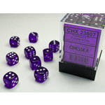 Chessex Dice 12mm 23807 36pc Translucent Purple/White