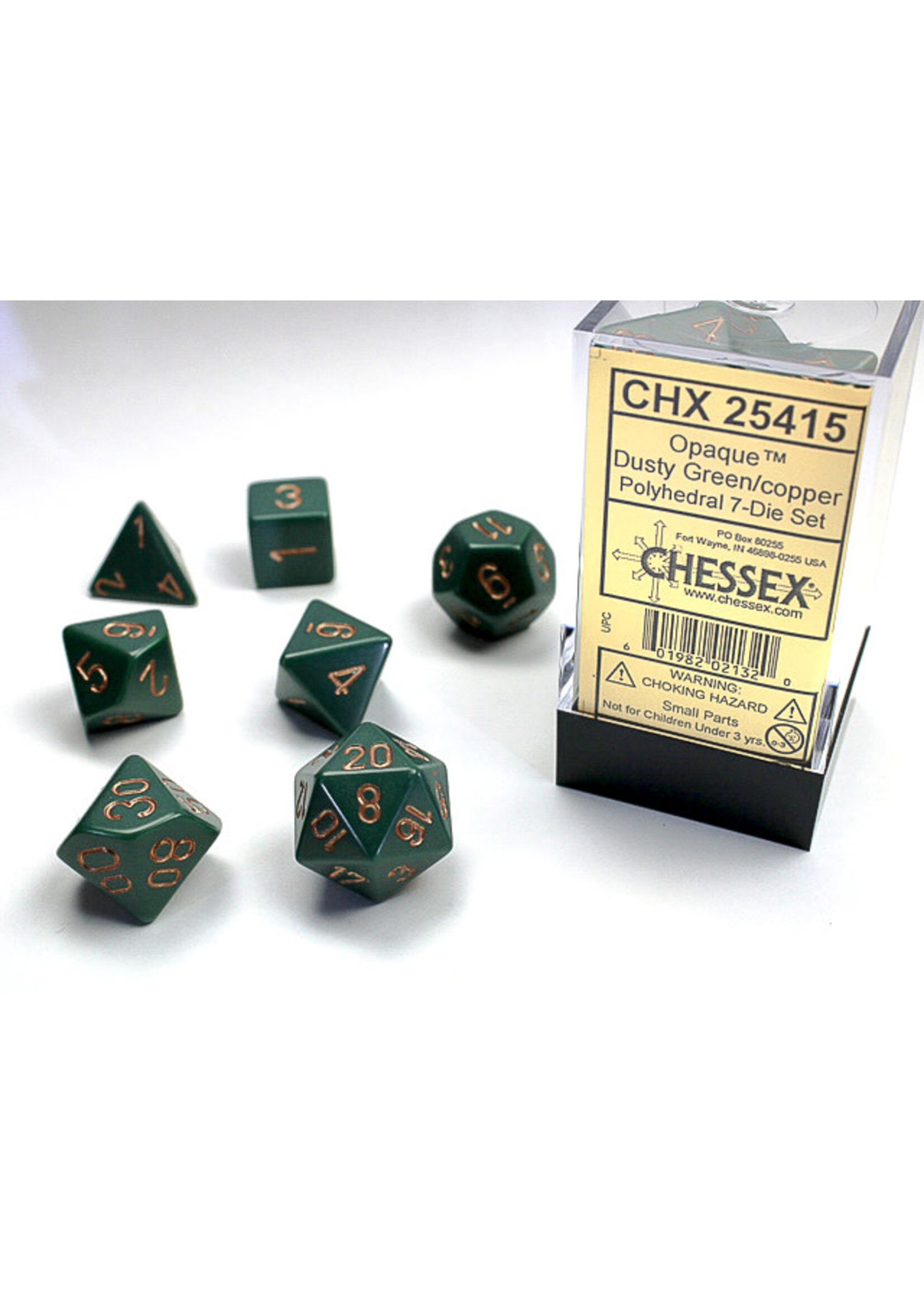 Chessex Dice RPG 25415 7pc Opaque Dusty Green/Gold