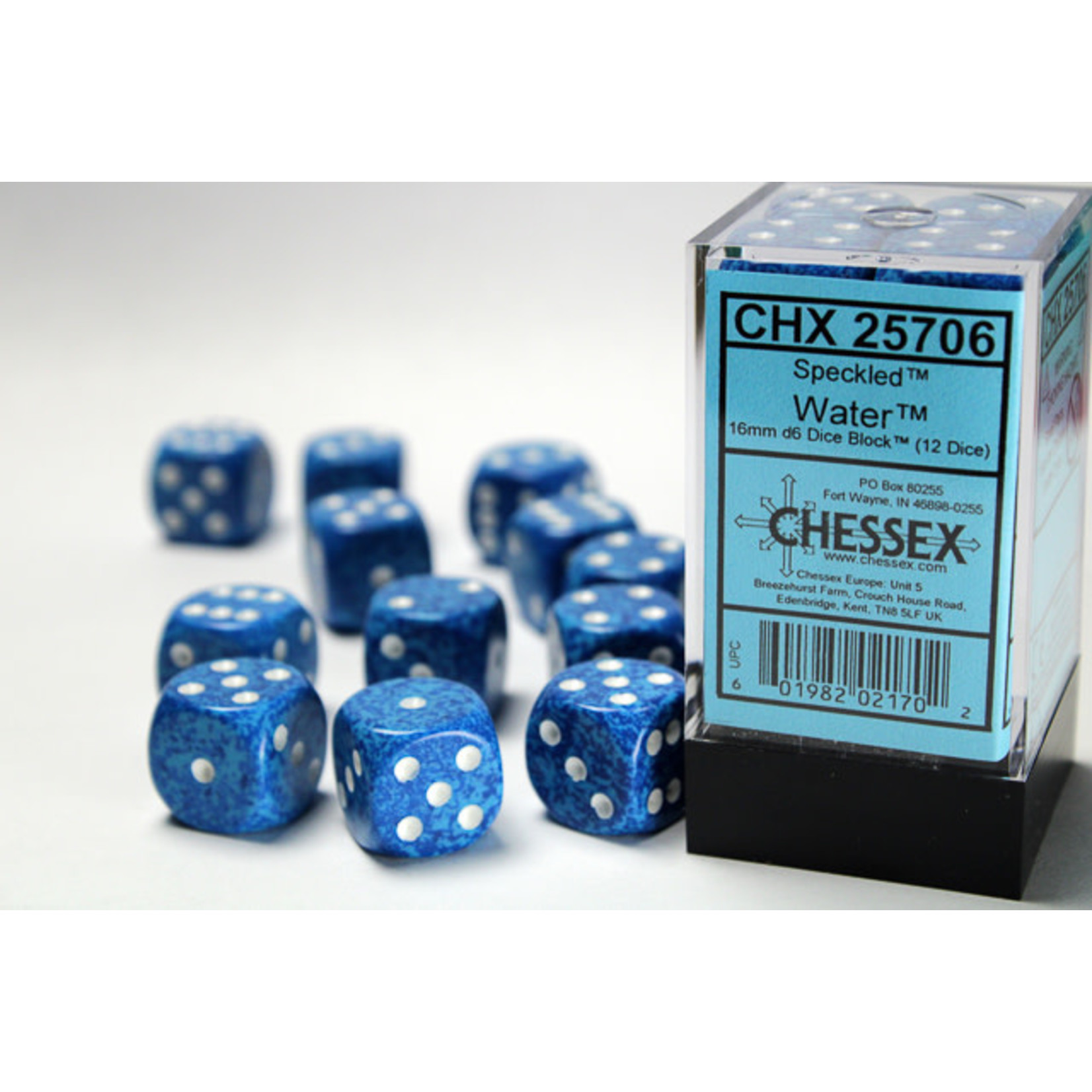 Chessex Dice 16mm 25706 12pc Speckled Water