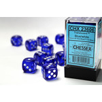 Chessex Dice 16mm 23606 12pc Translucent Blue/White