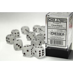 Chessex Dice 16mm 27601 12pc Frosted  Clear/Black