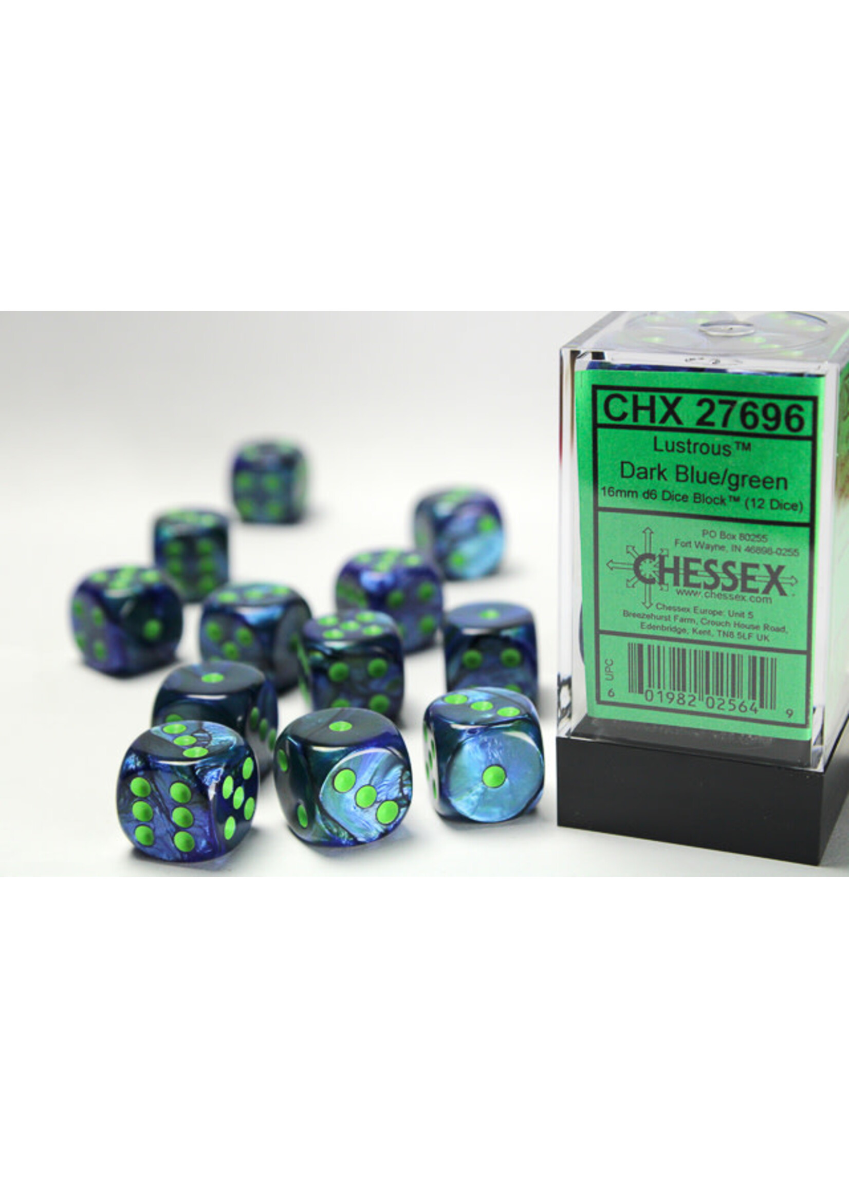 Chessex ***Dice 16mm 27696 12pc Lustrous Dark Blue/Green