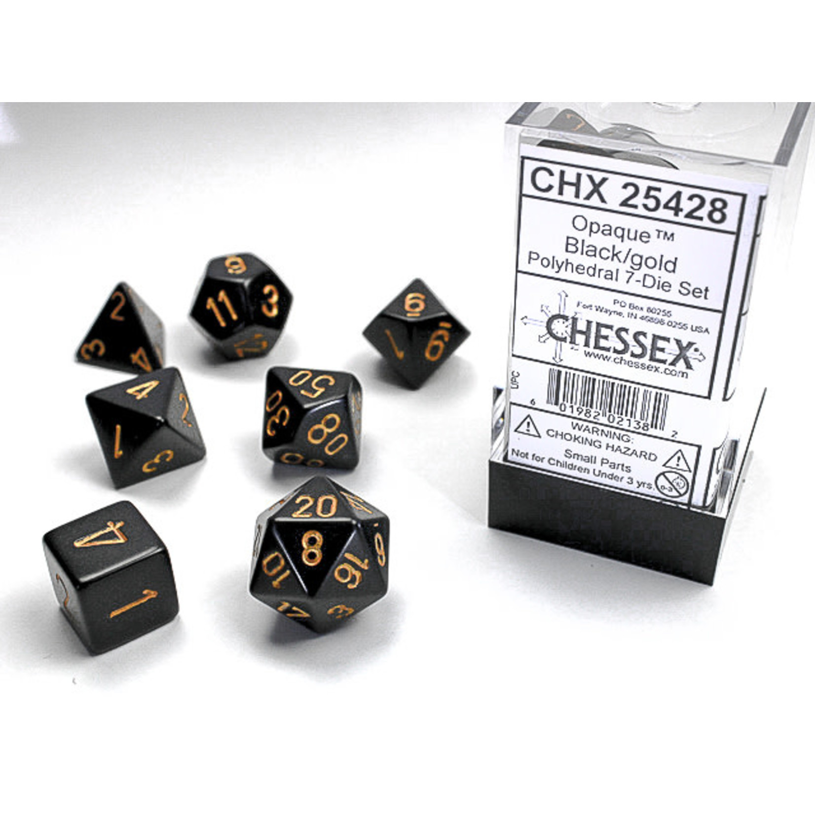 Chessex Dice RPG 25428 7pc Opaque Black/Gold