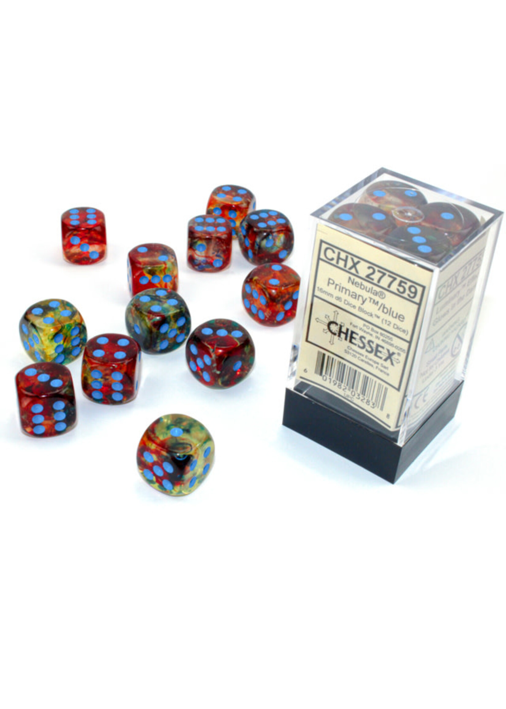 Chessex Dice 16mm 27759 12pc Nebula Primary/Turquoise Luminary