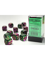 Chessex Dice 16mm 26634 12pc Gemini Green-Purple/Gold