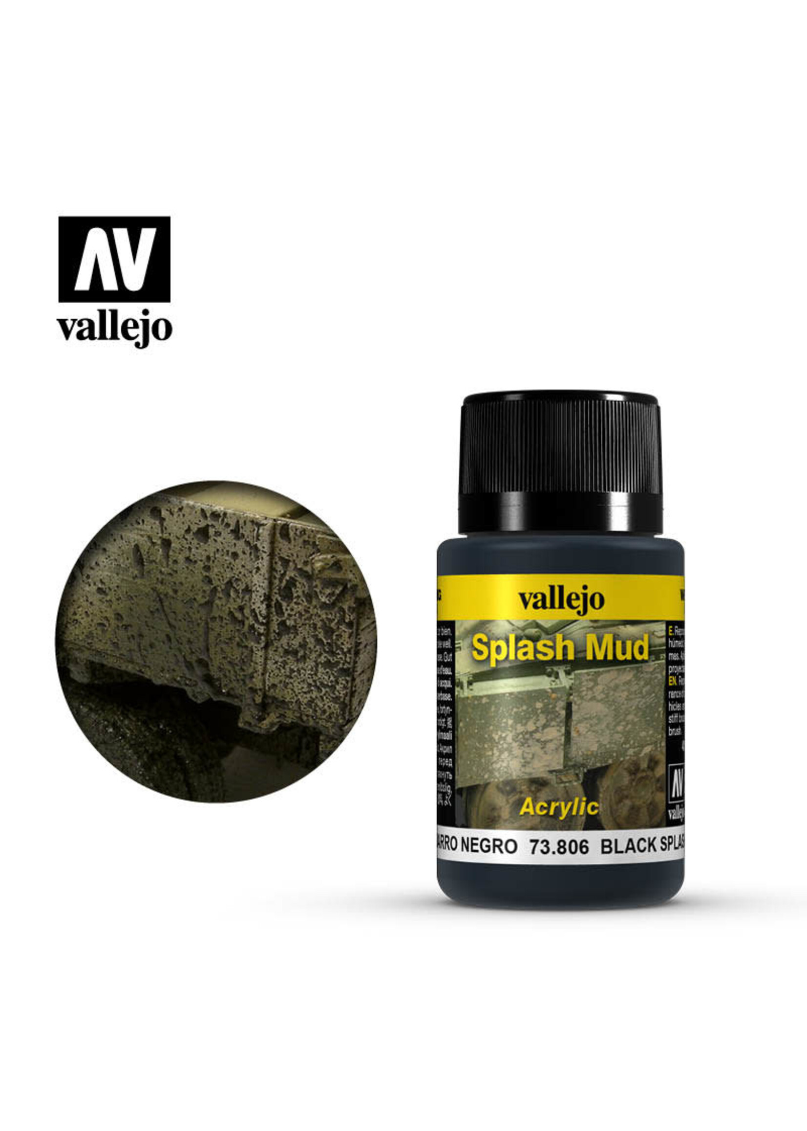 Vallejo VAL73806 Weathering Effects Black Splash Mud (40ml)