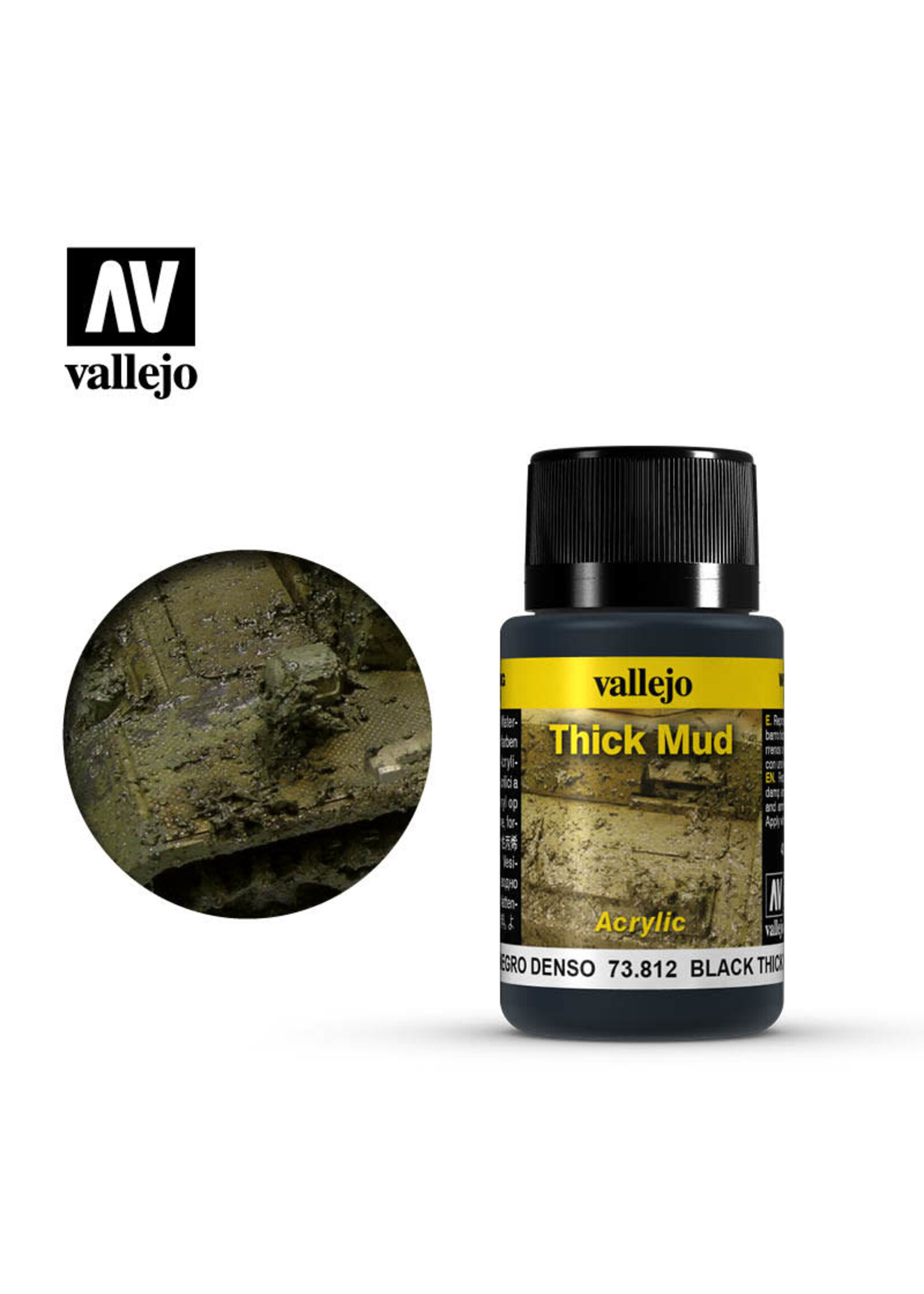 Vallejo VAL73812 Weathering Effects Black Thick Mud (40ml)